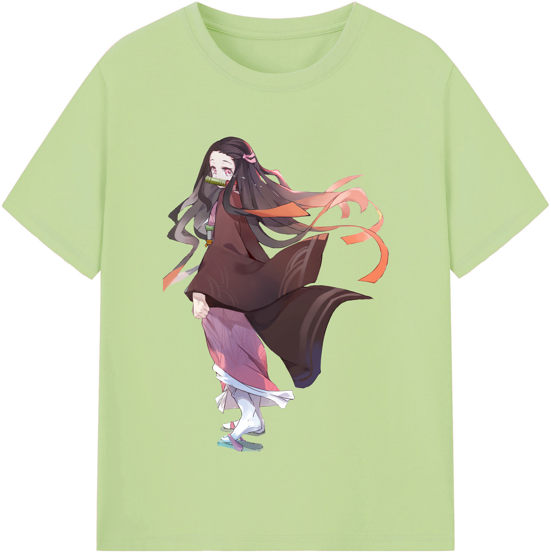 （画像用） 鬼滅の刃（きめつのやいば）竈門 禰󠄀豆子／かまど ねずこ Kamado Nezuko 綿100％半袖Tシャツ（フロントプリント）